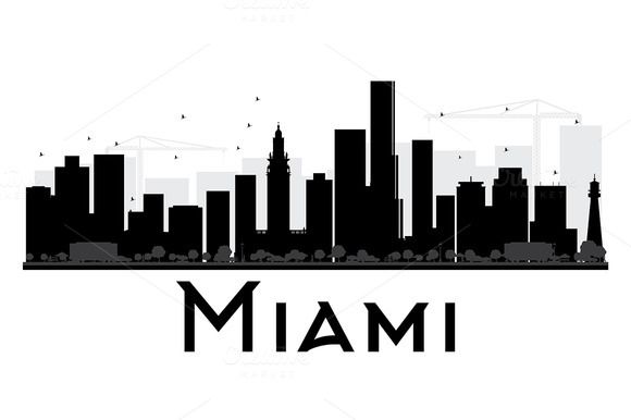 580x386 Miami City Skyline Silhouette Skyline Silhouette, City Skylines