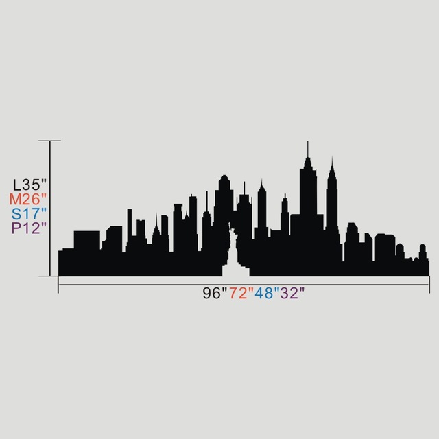 640x640 Battoo New York City Skyline Silhouette Wall Art The Big Apple