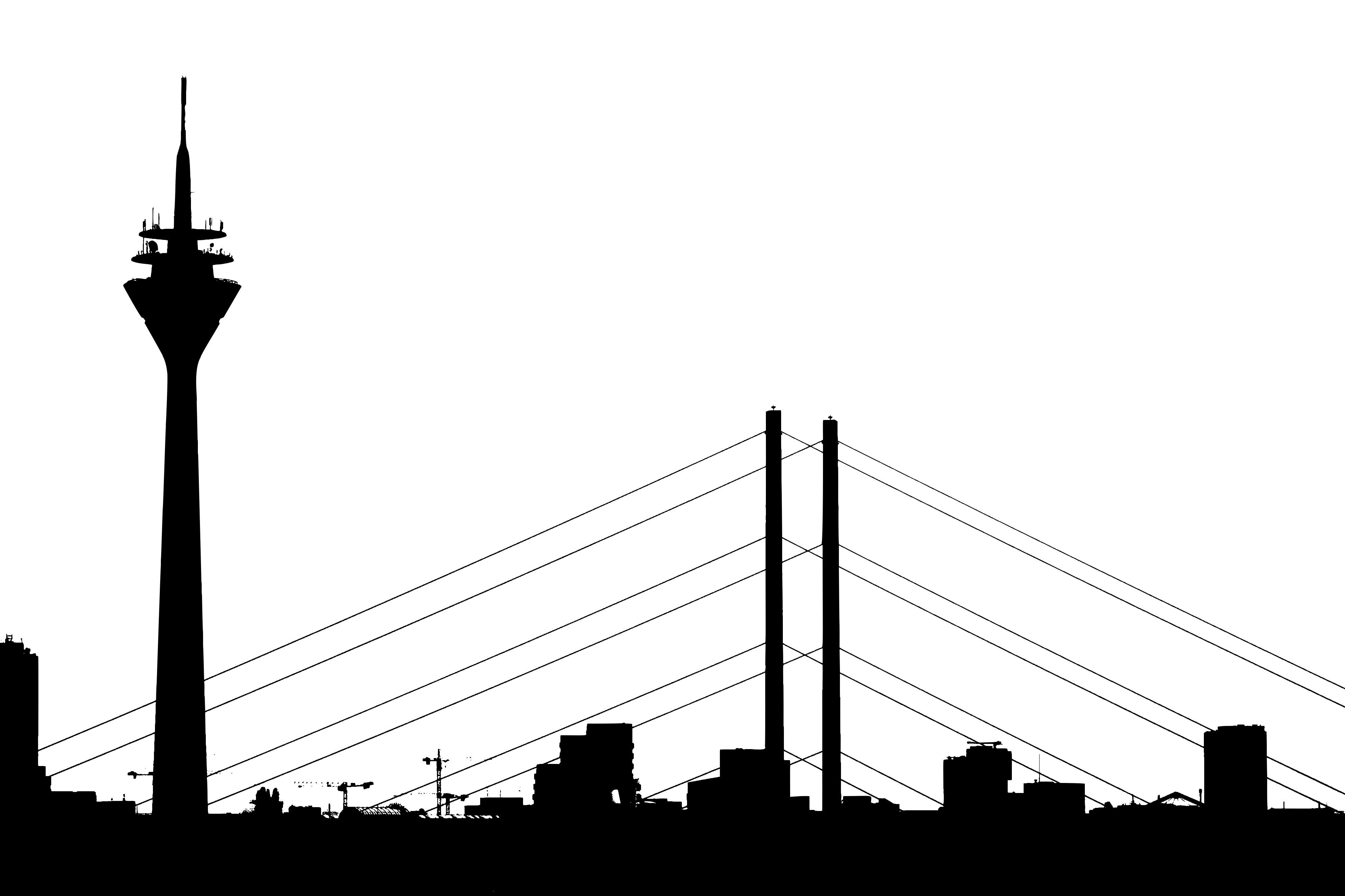 3888x2592 Dusseldorf Cityscape Silhouette Clipart