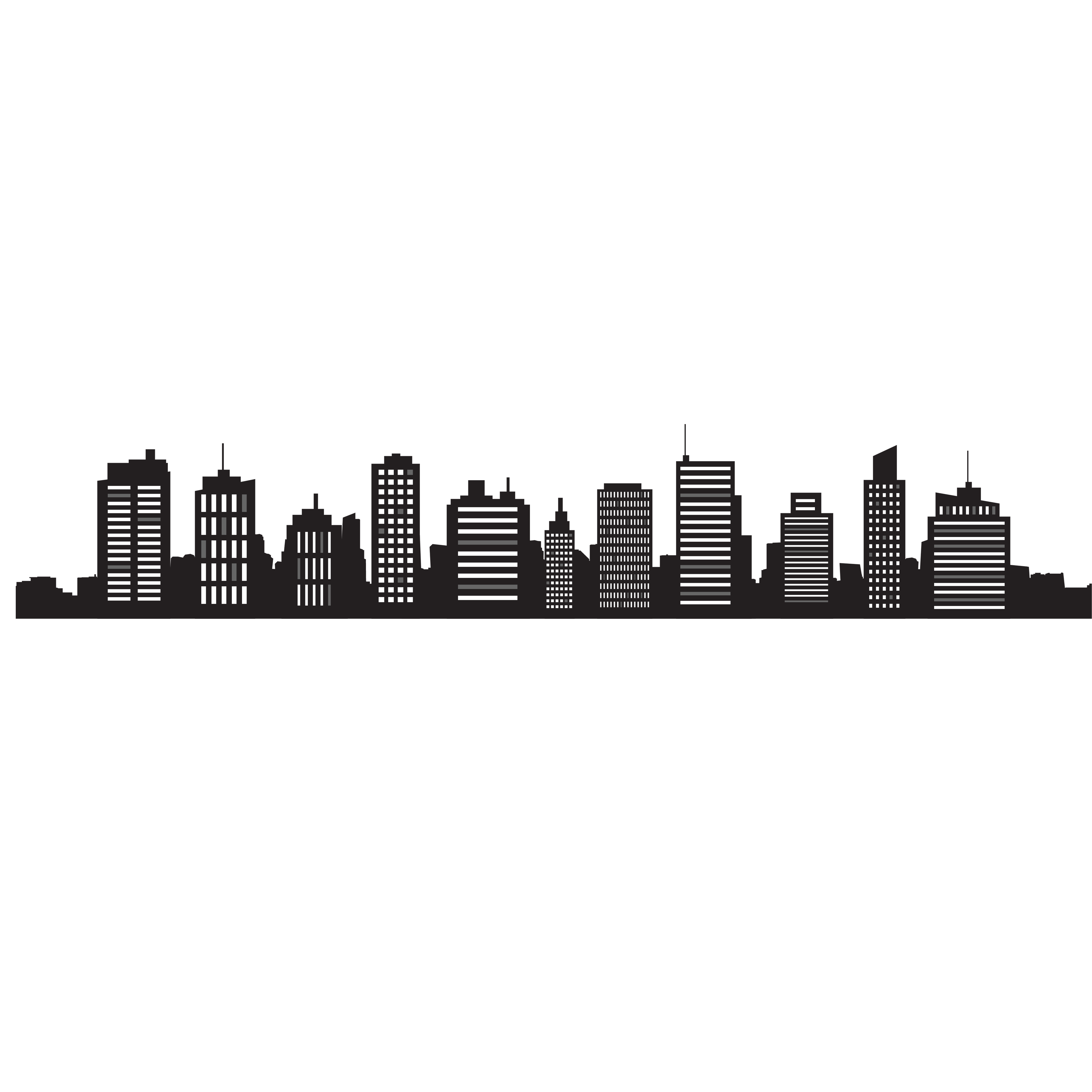 3402x3402 Skyline Cityscape Silhouette Royalty Free