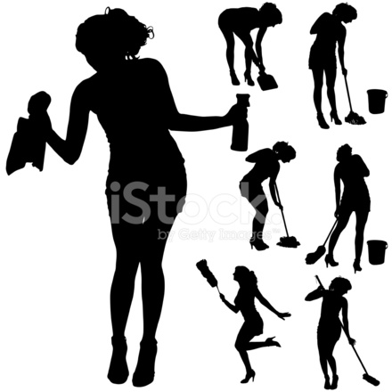 440x440 Vector Silhouette Of A Cleaning Stock Vector