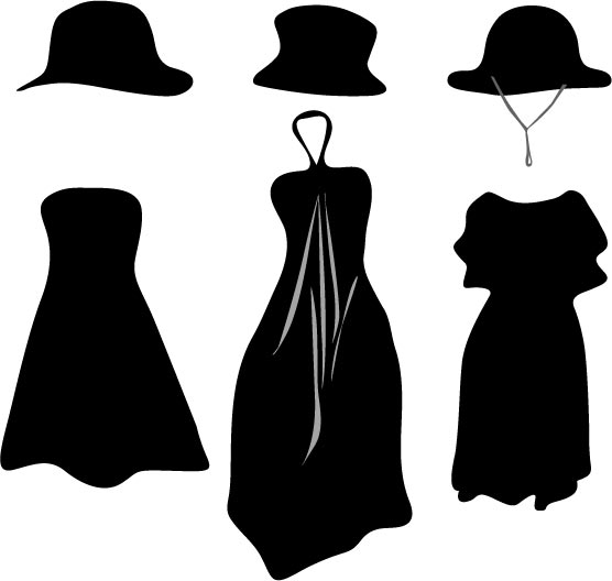556x528 Fashion Clothes And Accessories Silhouettes Vector