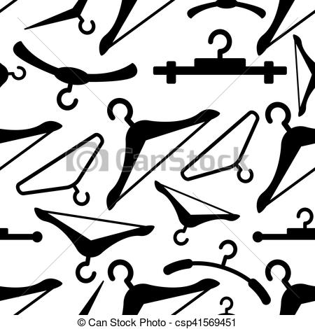 450x470 Clothes Hangers Seamless Pattern Silhouette. Hanger Sign