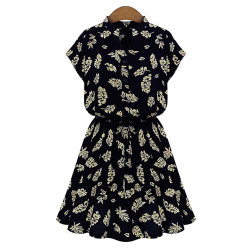 250x250 Buy Band Collar Plus Size Dress A Line Silhouette Leaf Print