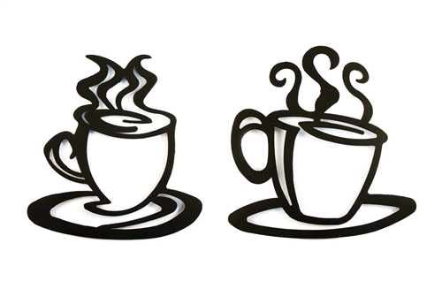 500x327 Pc Coffee Cup Silhouette Wall Art.