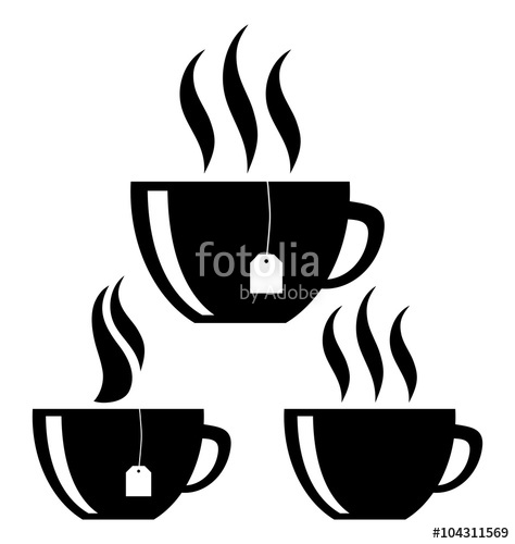 474x500 Tea Cups. Silhouette. Isolated Stock Image And Royalty Free