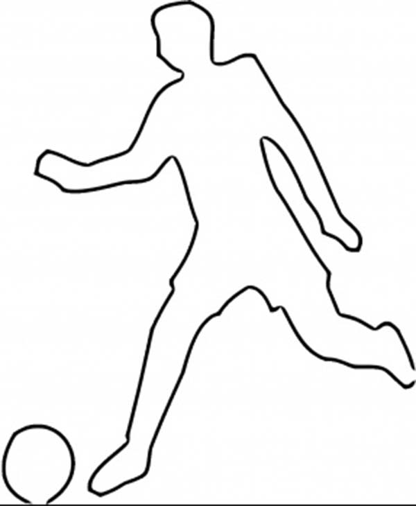 600x730 A Silhouette Of A Soccer Player Kicking The Ball Coloring Page