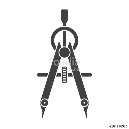 500x500 Compass Drawing Tool Black Vector Silhouette On White Background