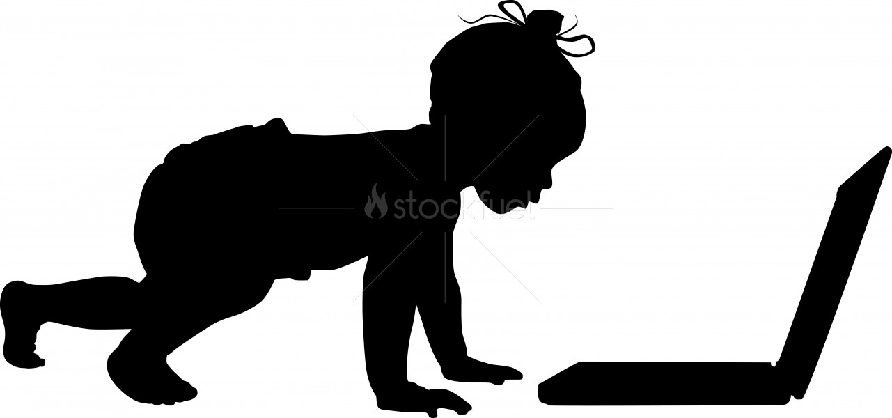 1281x600 Baby Computer Silhouette Stock Photo Stockfuel
