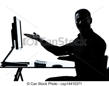 450x356 One Business Man Silhouette Computer Computing Showing Picture