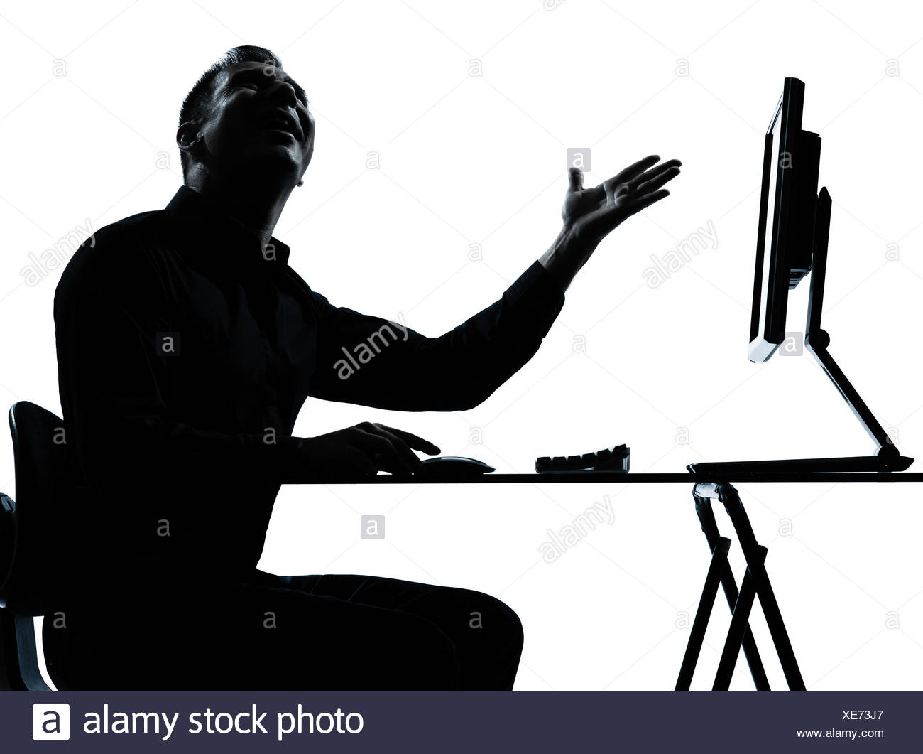 1300x1061 One Caucasian Business Man Computer Computing Happy Silhouette