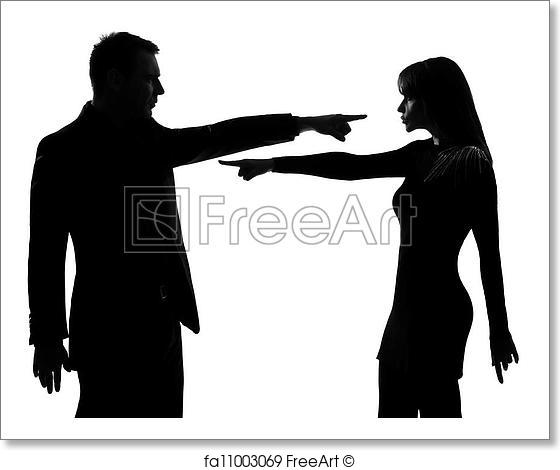 560x470 Free Art Print Of One Couple Man And Woman Criticism Concept. One