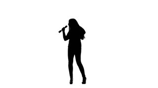 320x180 Silhouette Of A Girl Who Plays The Guitar. On A White Background