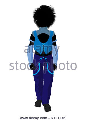 300x420 Punker Boy Illustration Silhouette On A White Background Stock