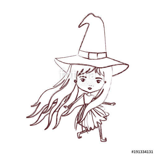500x500 Cute Witch In Brown Blurred Silhouette Vector Illustration Stock