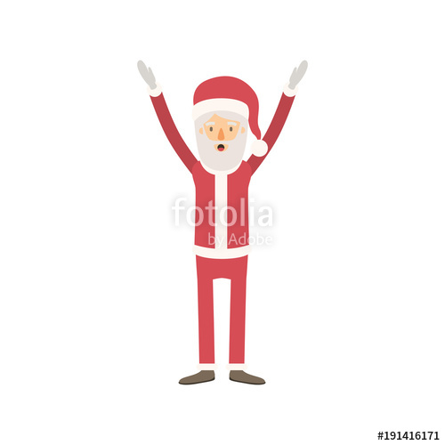 500x500 Santa Claus Caricature Full Body With Hands Up Hat And Costume