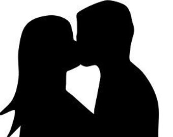 340x270 Couple In Love Art Print Kissing Couple Silhouette Art