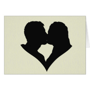 307x307 Heart Kissing Couple Silhouette Cards
