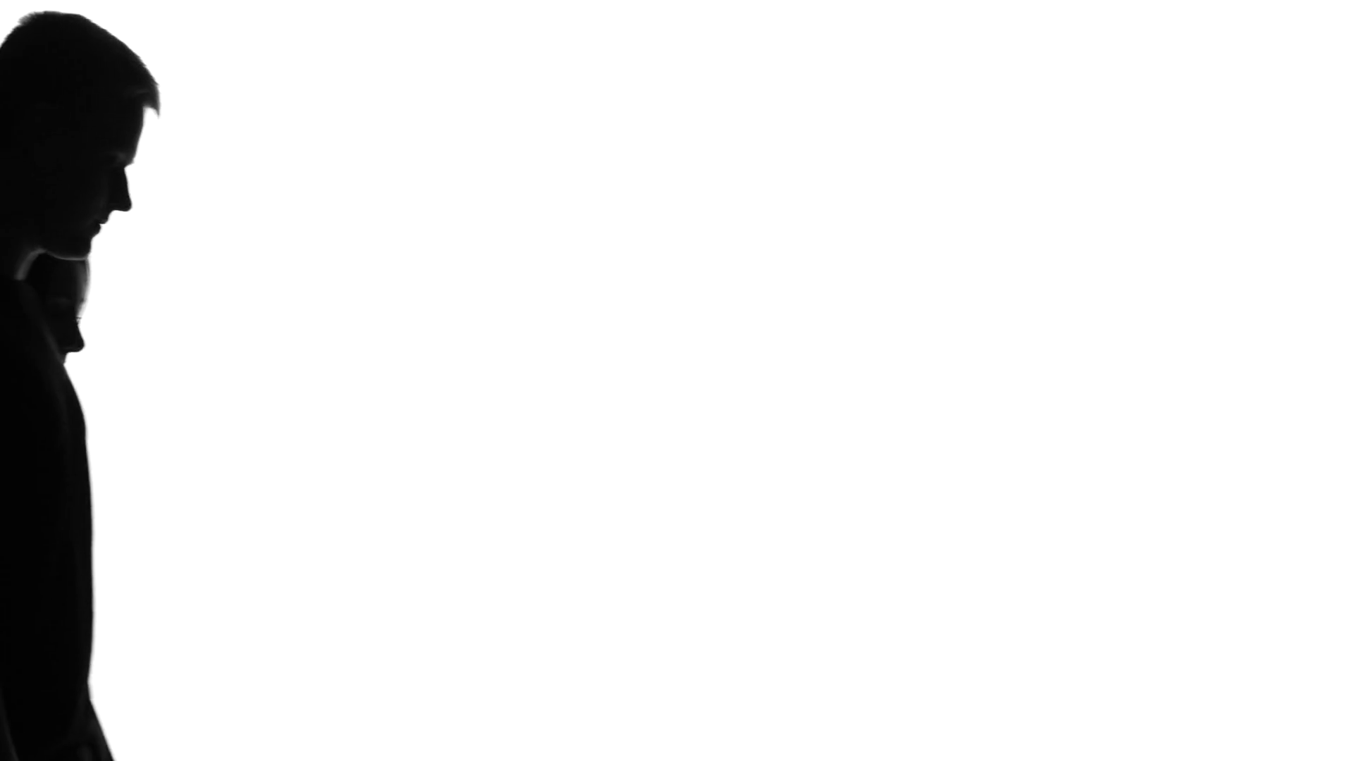 1920x1080 Romantic Couple. Portrait Of Two People Kissing. Silhouette. White