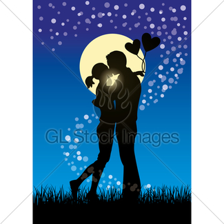 325x325 Silhouette Of Couple In Love Kissing At Sunset Gl Stock Images
