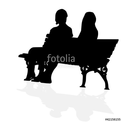 500x500 Couple Sitting On A Bench Vector Silhouette Stock Image