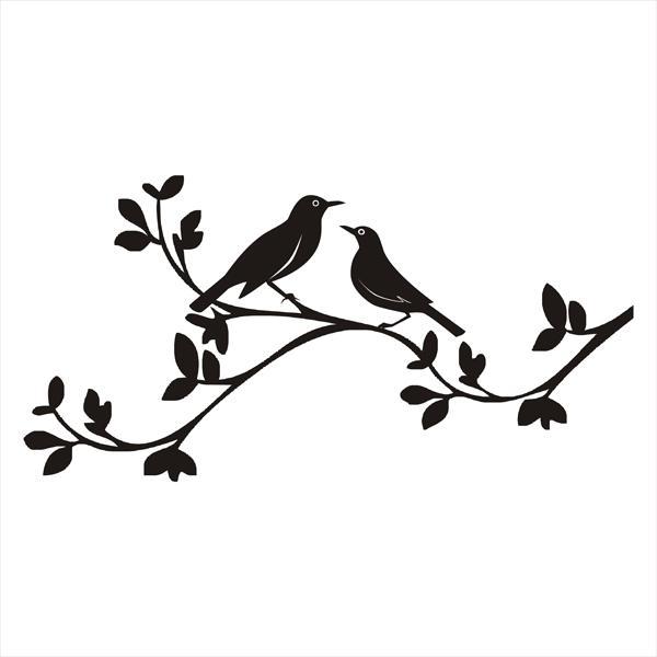600x600 Black Bird Couple Sitting On Leaf Branch Tattoo Design