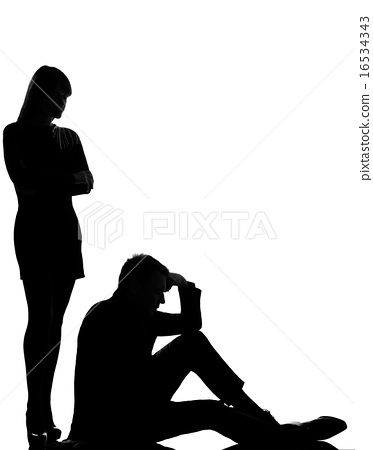 373x450 One Couple Man And Woman Dispute Conflict Silhouette