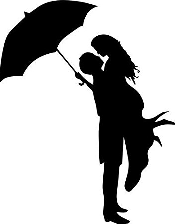 352x450 Kissing Couple Umbrella Vinyl Decal Sticker Bumper Car
