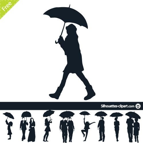 Silhouette Couple With Umbrella