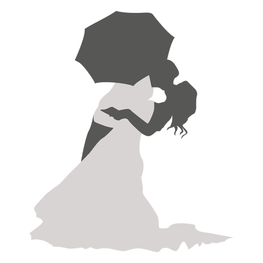 512x512 Kissing Wedding Couple Under Umbrella