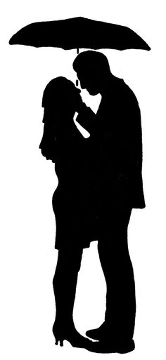 236x513 Cool Couple Silhouette Under Umbrella