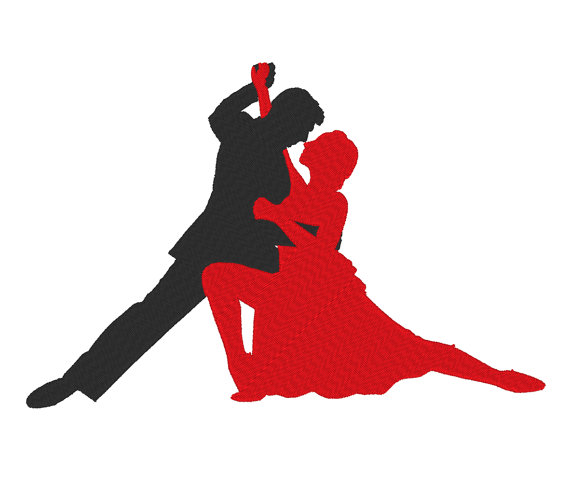 570x488 Couple Dance Dancers Silhouette Embroidery Machine Design