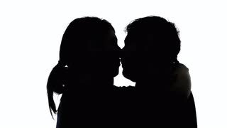320x180 Silhouettes Couple Passionate Love Red. A Man And A Woman In Love