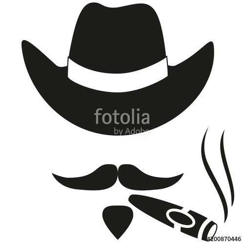 500x500 Black White Smoking Cowboy Avatar Silhouette Stock Image
