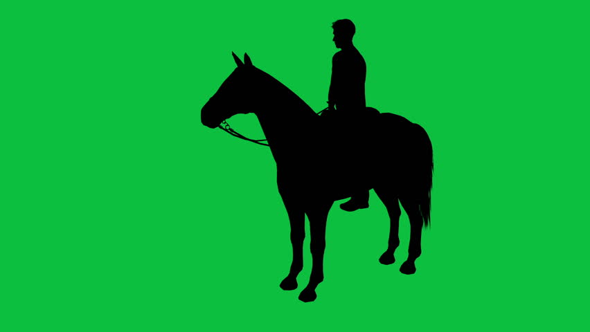 852x480 Cowboy On Horse Black Silhouette On Green Screen Stock Footage