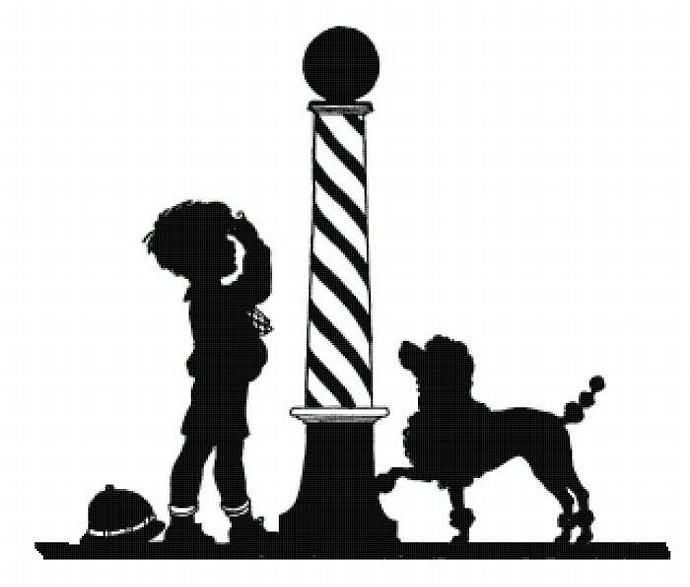 690x587 Barber Pole Boy And Poodle Dog Silhouette Cross Stitch Pdf Pattern