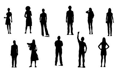 400x226 Dancing Crowd, Black Silhouette Over White Background. Can Be Used