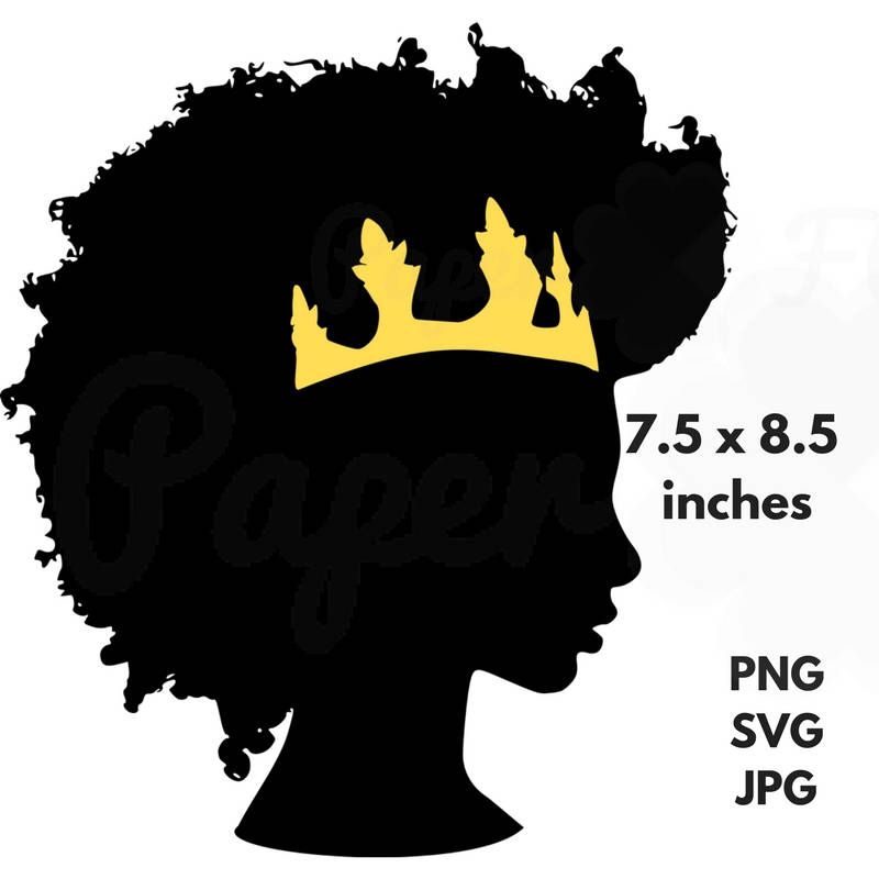 800x800 Afro Crown Silhouette Svg Clip Art Black Natural Hair Png Files