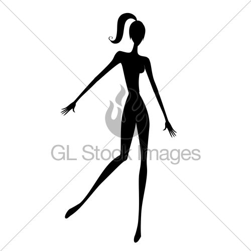 500x500 Silhouette Of A Woman Dancing Gl Stock Images