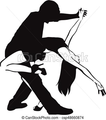 414x470 Dancing Couple Outline Silhouette Vectors Illustration