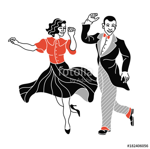 500x498 Retro Dance Couple Silhouette. Vintage Silhouette Dancer