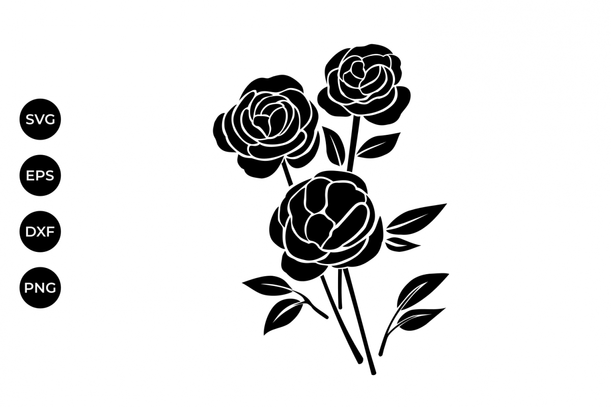 1200x800 Rose Flowers Silhouette Svg, Rose Flora Design Bundles
