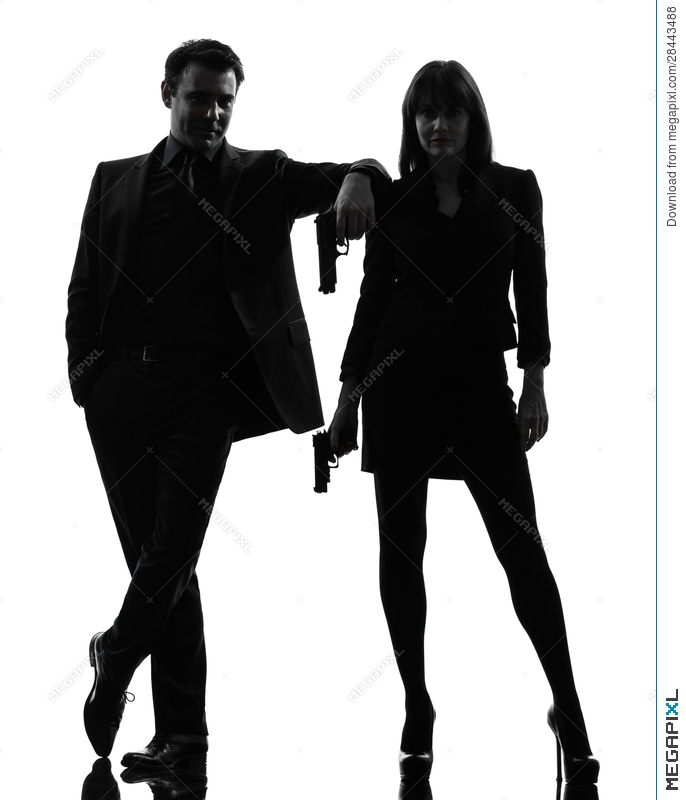 686x800 Couple Woman Man Detective Secret Agent Criminal Silhouette Stock