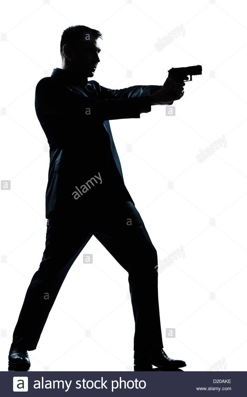 866x1390 One Caucasian Spy Criminal Policeman Detective Man Aiming Shooting