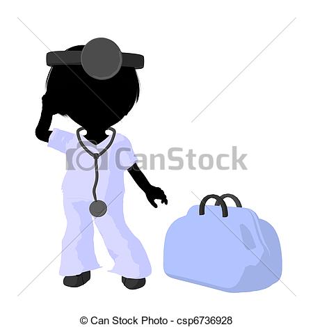 450x470 Little Doctor Girl Illustration Silhouette. Little Doctor Stock