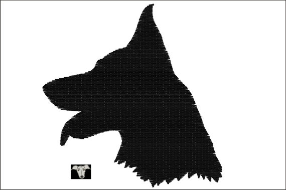 570x379 German Shepherd Dog Head Silhouette Embroidery Mini Designs
