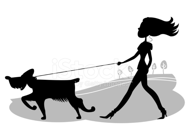 622x440 Young Woman Walking The Black Silhouette Stock Vector