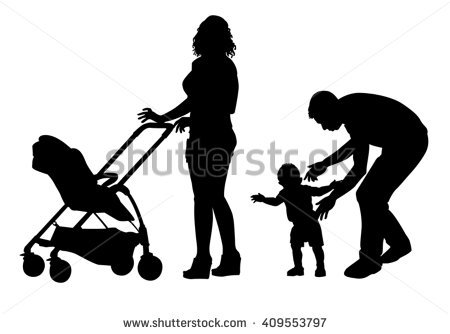 450x334 Clipart Family On A Walk With Stroller Silhouette