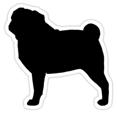 375x360 Pug Silhouette(S)' Sticker By Jenn Inashvili Silhouettes, Dog