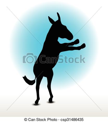 414x470 Vector Image, Donkey Silhouette, In Buck Pose, Isolated